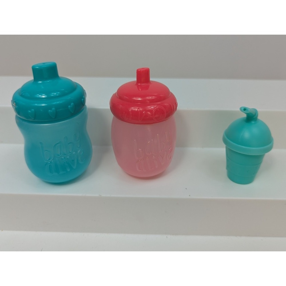 Baby Alive Doll's teal pink bottles green straw cup replacement Hasbro